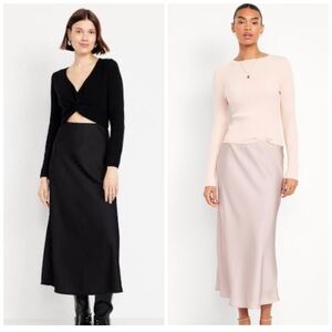 Old Navy Satin Maxi Skirts in Black and Blush